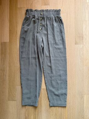 Zara Gray Paperbag Waist Tapered Trousers